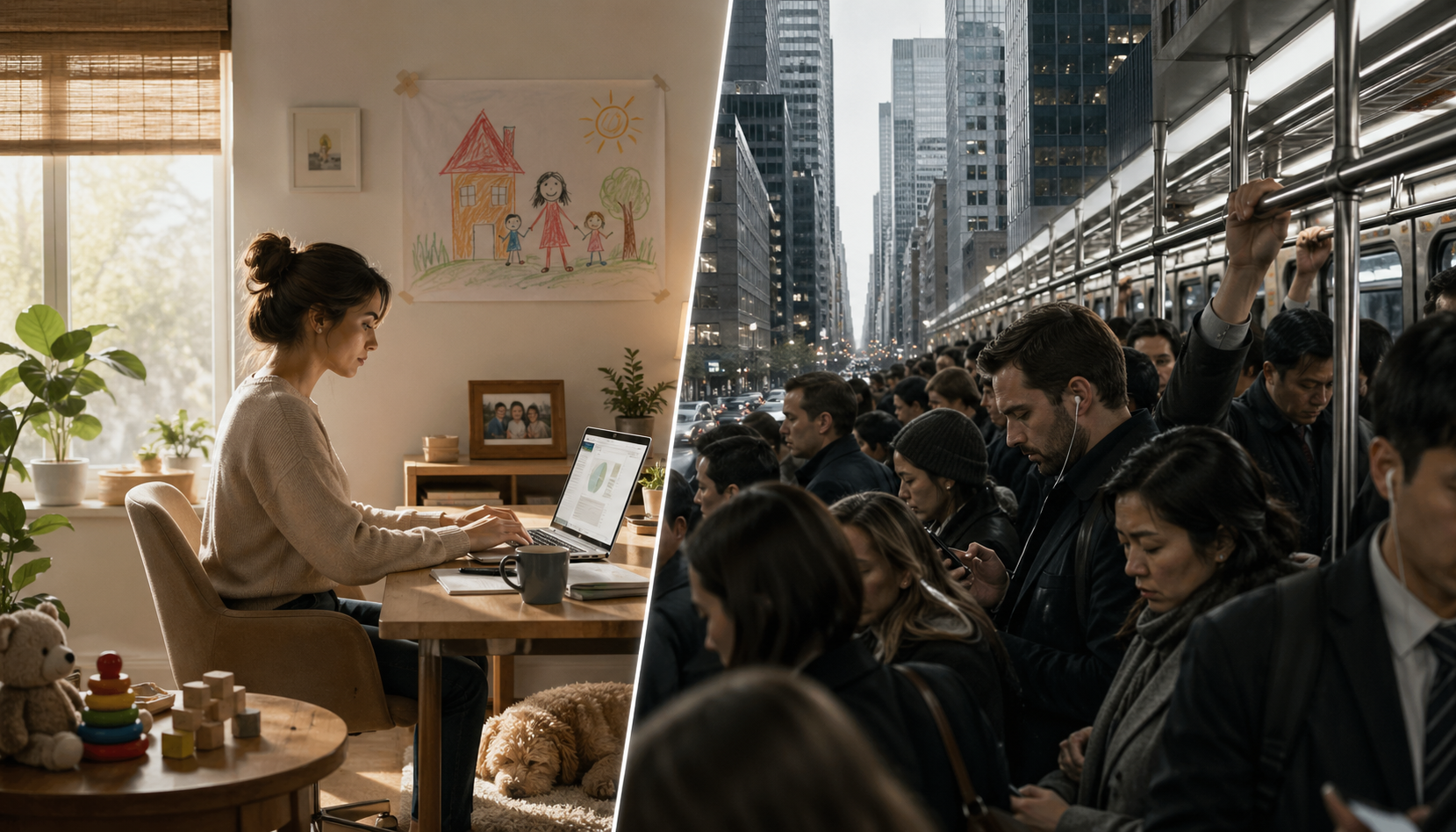 Home vs work illustration